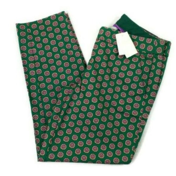 J. Crew Factory Green Pink Medallion Print City Fit Skimmer Pants Womens 0 - Picture 5 of 13